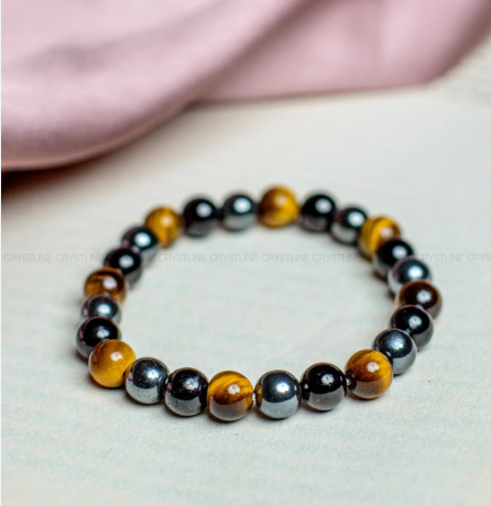 Triple Protection Bracelet – Tiger’s Eye, Black Obsidian & Hematite for Strength & Balance